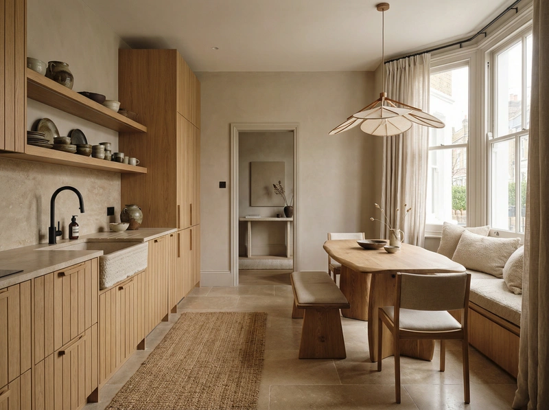 Дизайн кухни в стиле Japandi — фото интерьера от нейросети RoomGPT