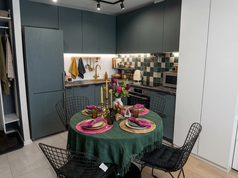 Дизайн кухни в стиле Эклектика — фото интерьера от нейросети RoomGPT