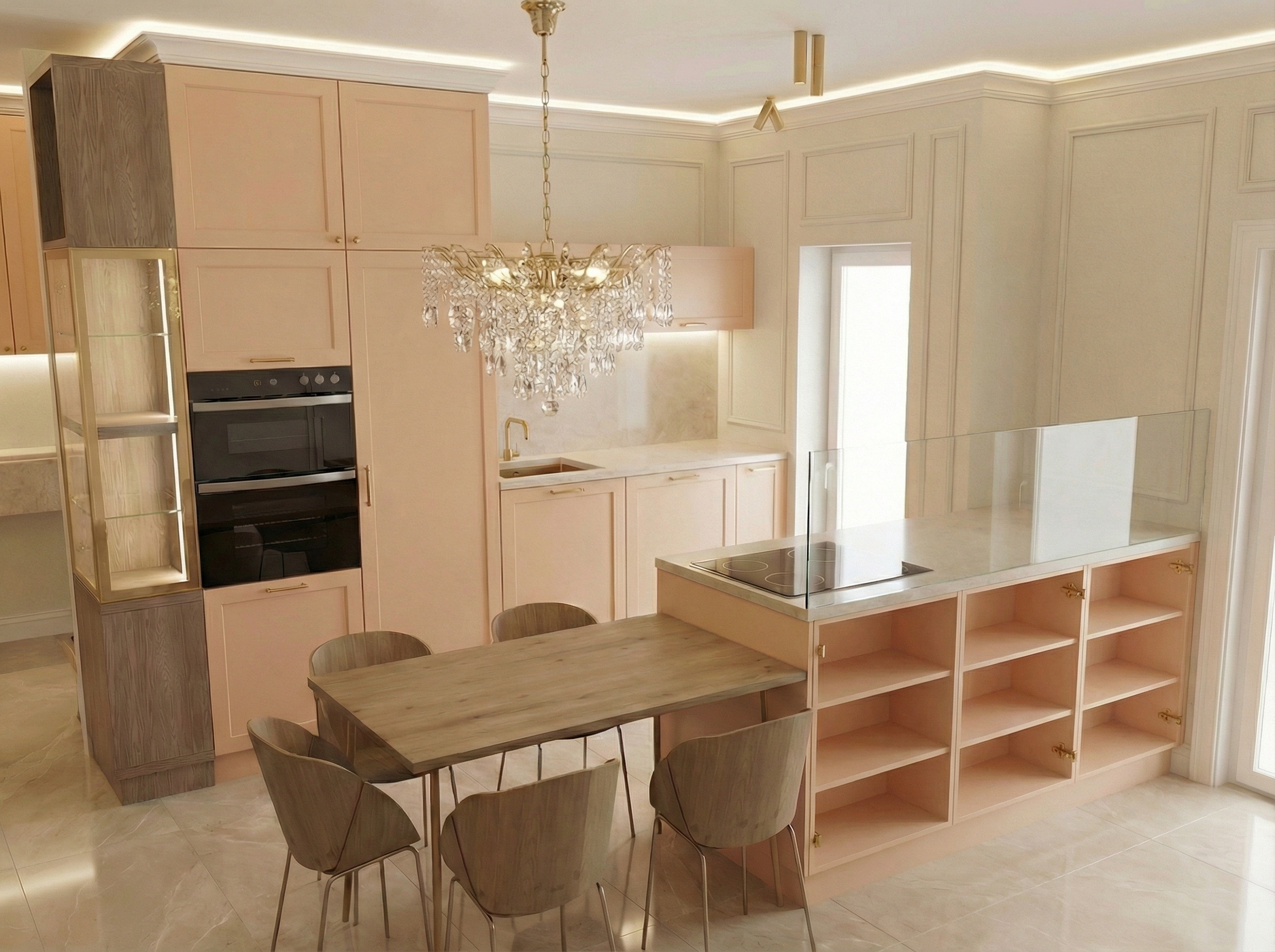 Дизайн кухни в стиле Неоклассика — фото интерьера от нейросети RoomGPT