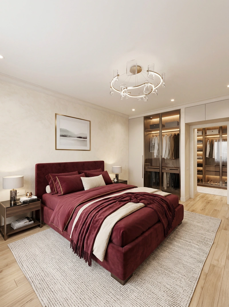 Дизайн интерьера в стиле Контемпорари — Спальня от нейросети RoomGPT