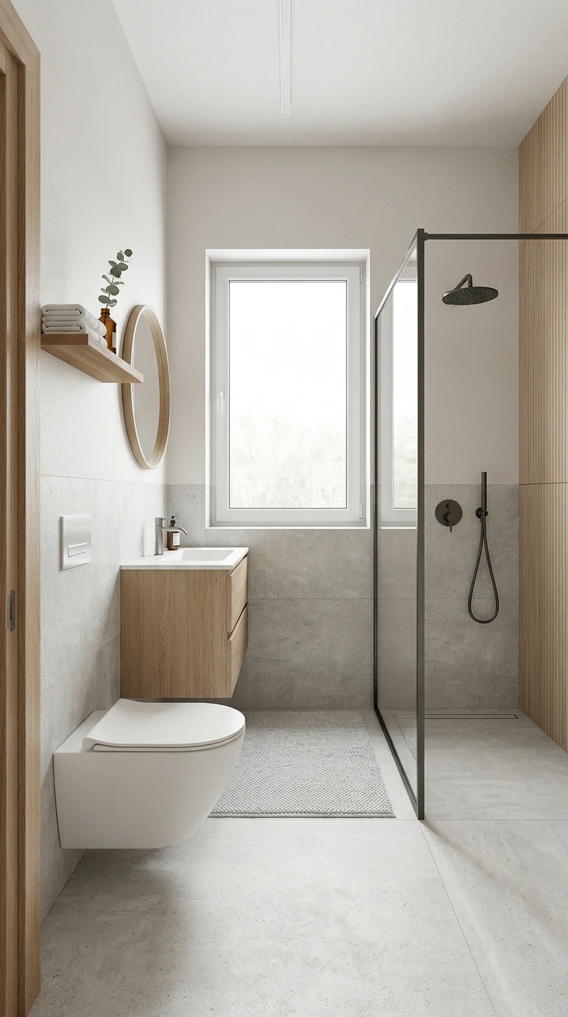 Дизайн ванной в стиле Сканди — фото интерьера от нейросети RoomGPT