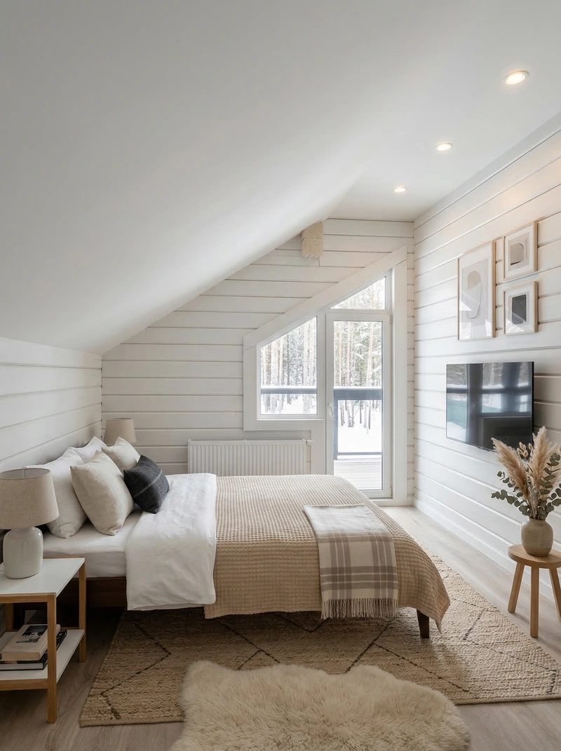 Дизайн интерьера в стиле Сканди — Спальня от нейросети RoomGPT