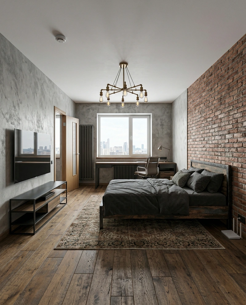 Дизайн гостиной в стиле Лофт — фото интерьера от нейросети RoomGPT