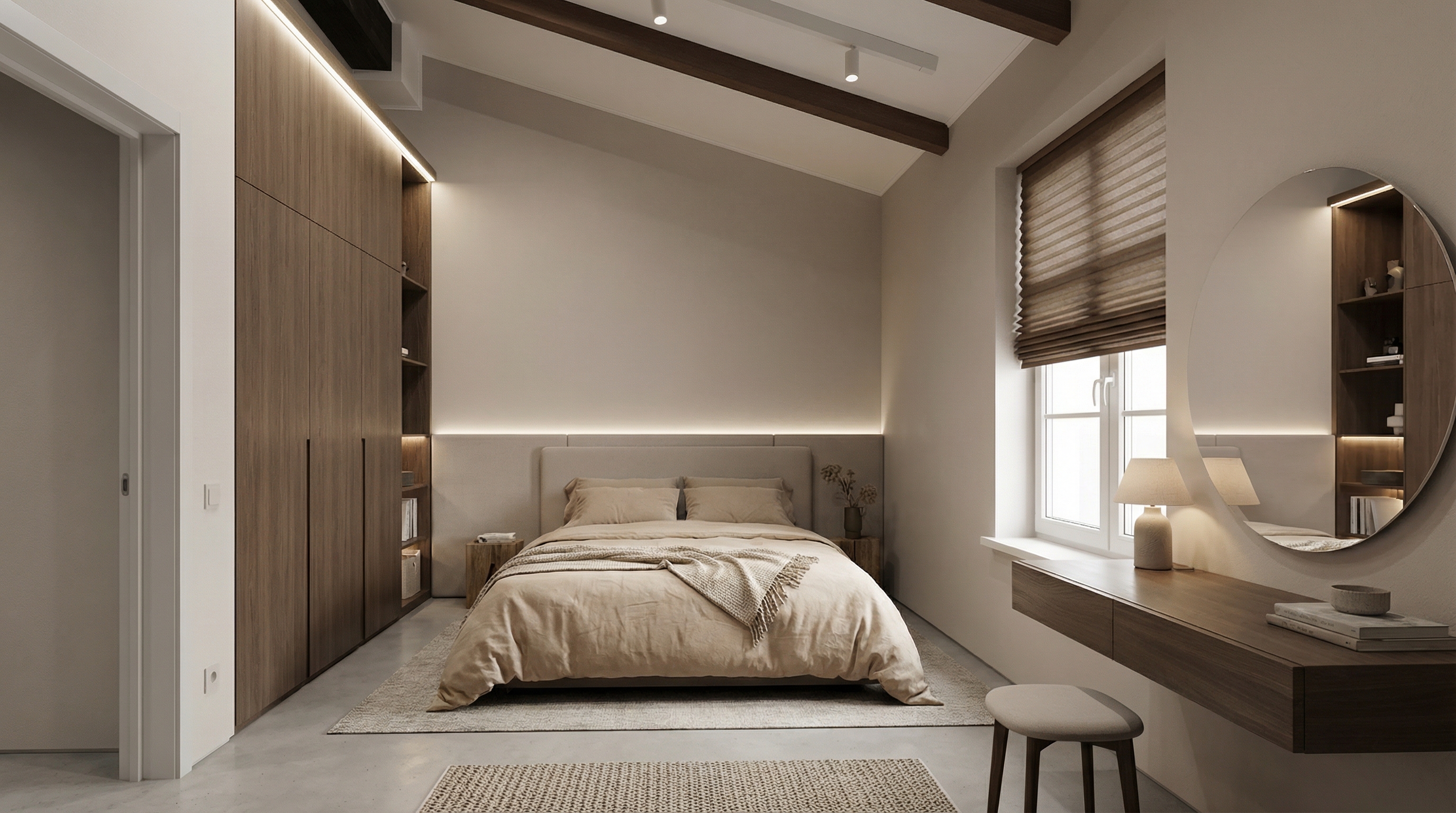 Дизайн спальни в стиле Минимализм — фото интерьера от нейросети RoomGPT