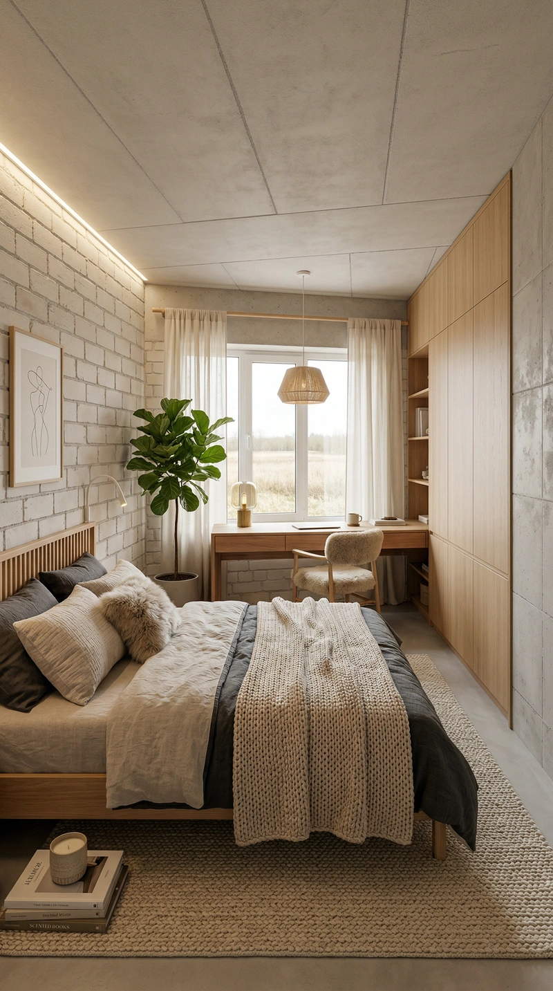 Дизайн интерьера в стиле Хюгге — Спальня от нейросети RoomGPT