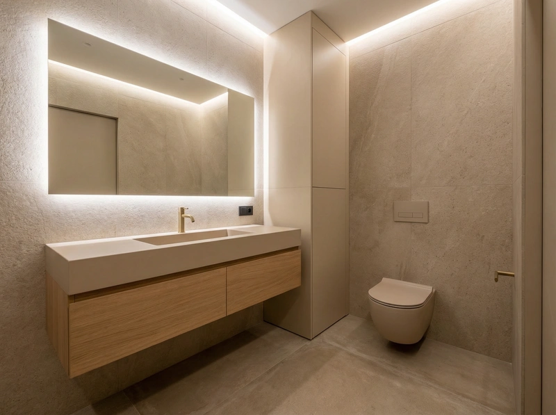 Дизайн ванной в стиле Минимализм — фото интерьера от нейросети RoomGPT