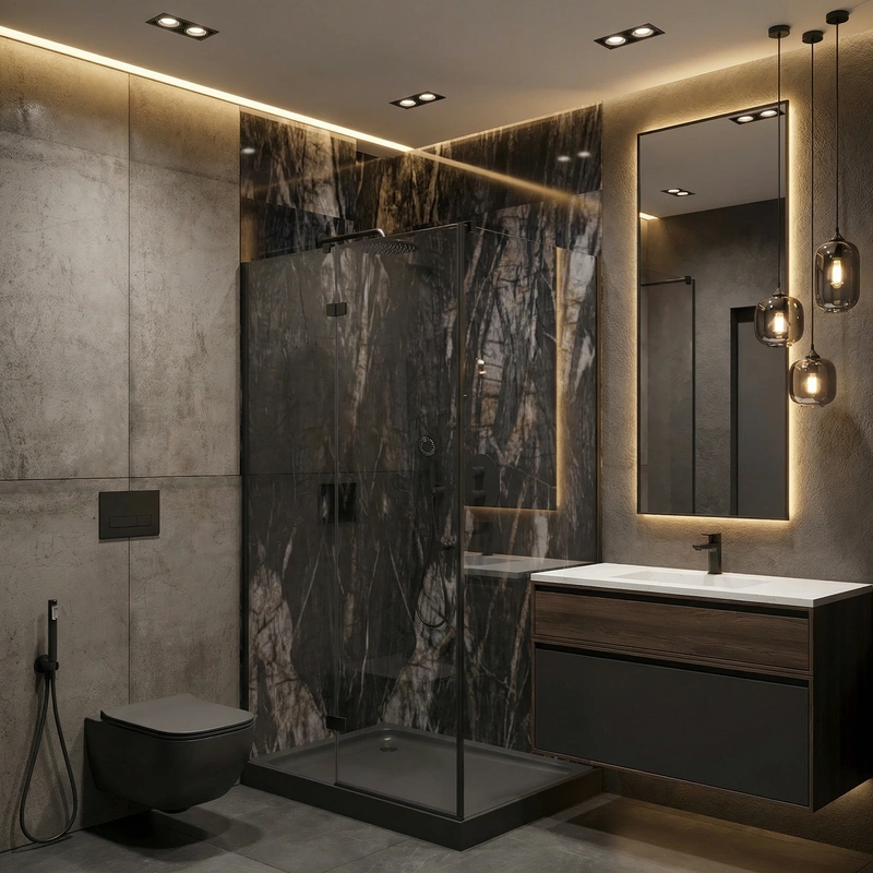 Дизайн интерьера в стиле Контемпорари — Ванная от нейросети RoomGPT