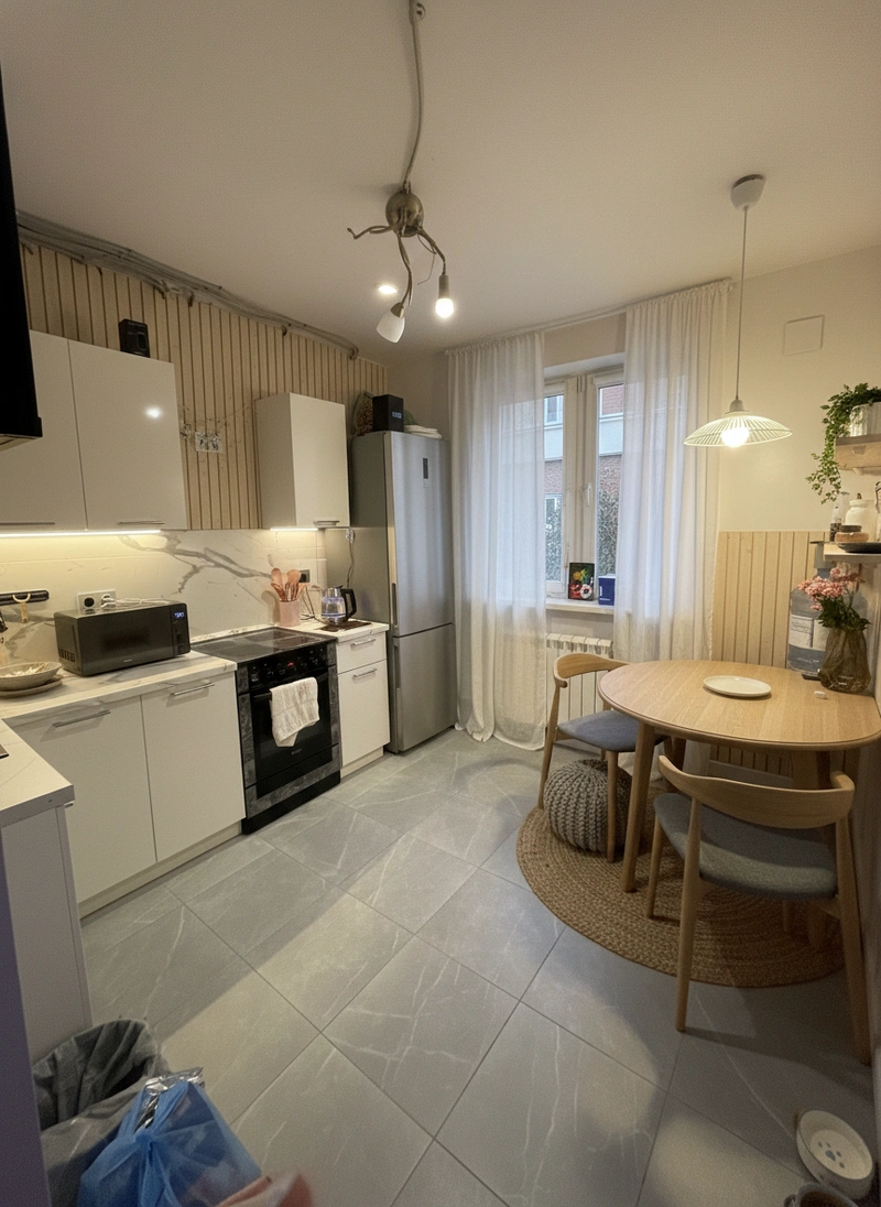 Дизайн интерьера в стиле Хюгге — Кухня от нейросети RoomGPT