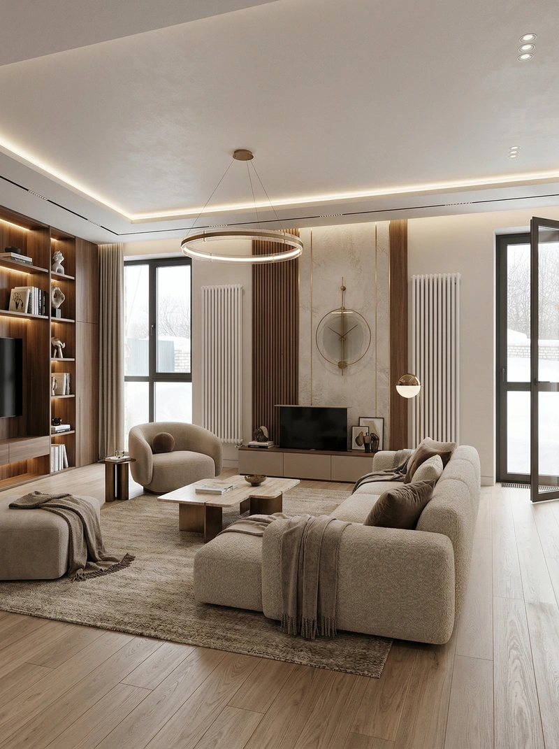 Дизайн гостиной в стиле Контемпорари — фото интерьера от нейросети RoomGPT