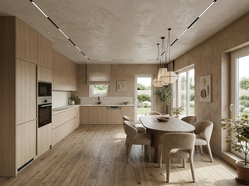 Дизайн кухни в стиле Japandi — фото интерьера от нейросети RoomGPT