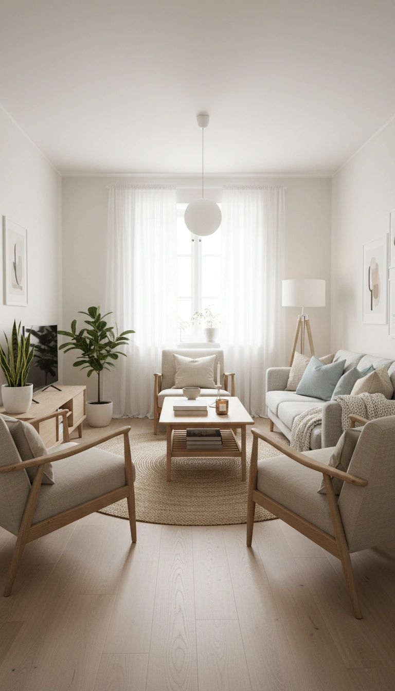 Дизайн интерьера в стиле Хюгге — Гостиная от нейросети RoomGPT