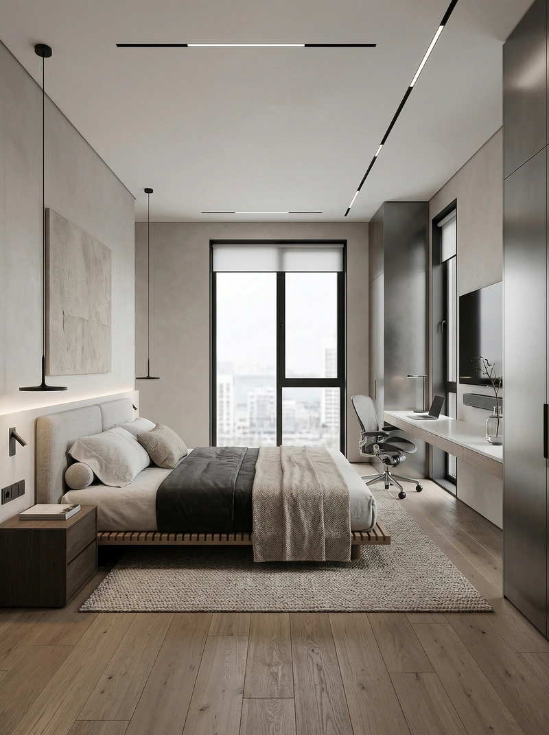 Дизайн спальни в стиле Минимализм — фото интерьера от нейросети RoomGPT