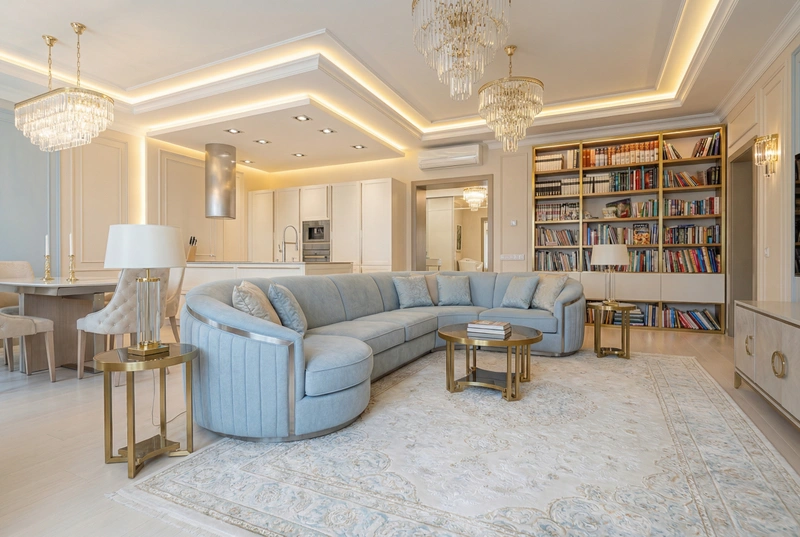 Дизайн интерьера в стиле Неоклассика — Гостиная от нейросети RoomGPT