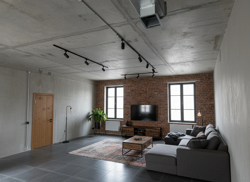 Дизайн интерьера в стиле Лофт — Гостиная от нейросети RoomGPT