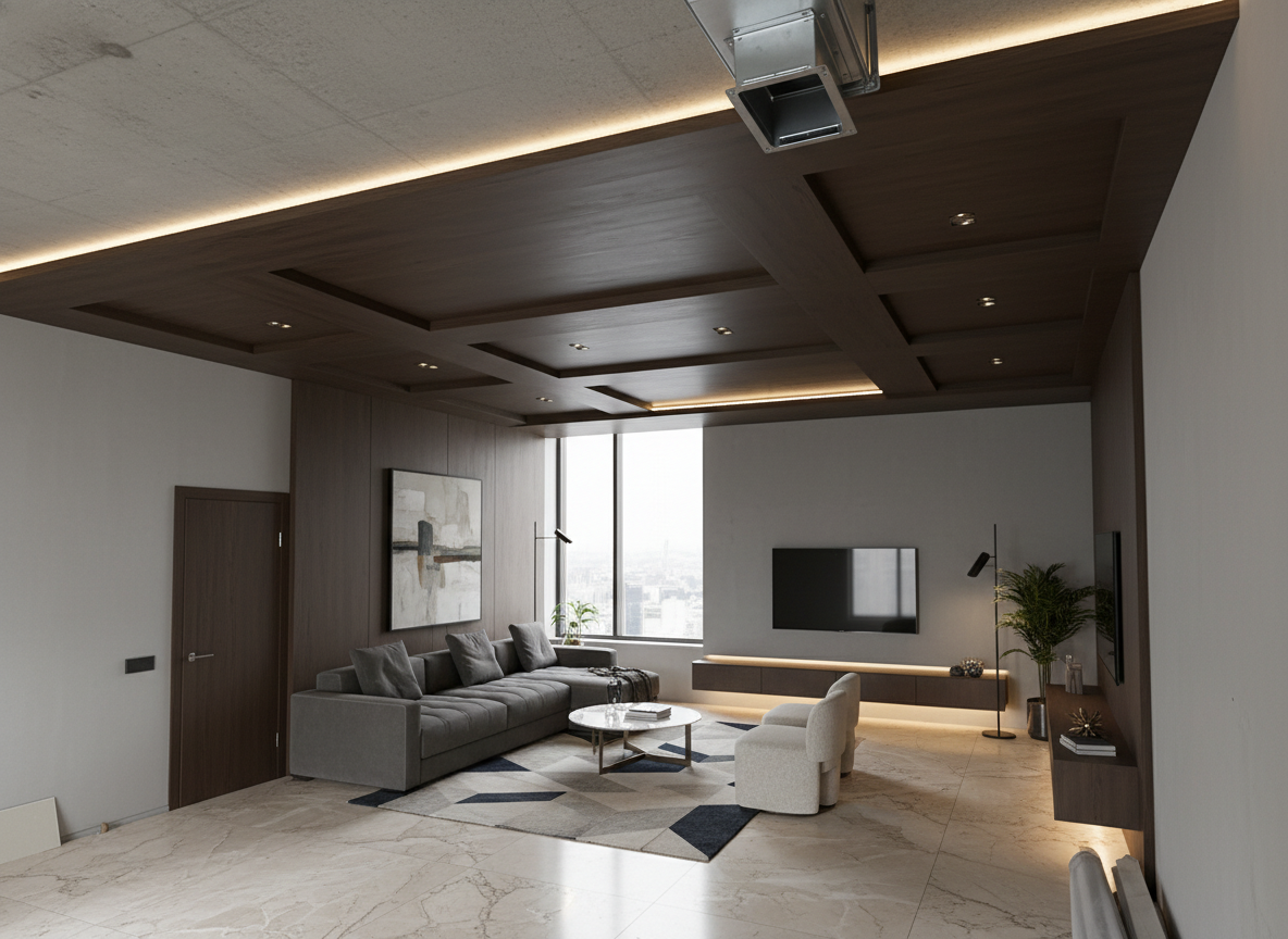 Дизайн гостиной в стиле Контемпорари — фото интерьера от нейросети RoomGPT