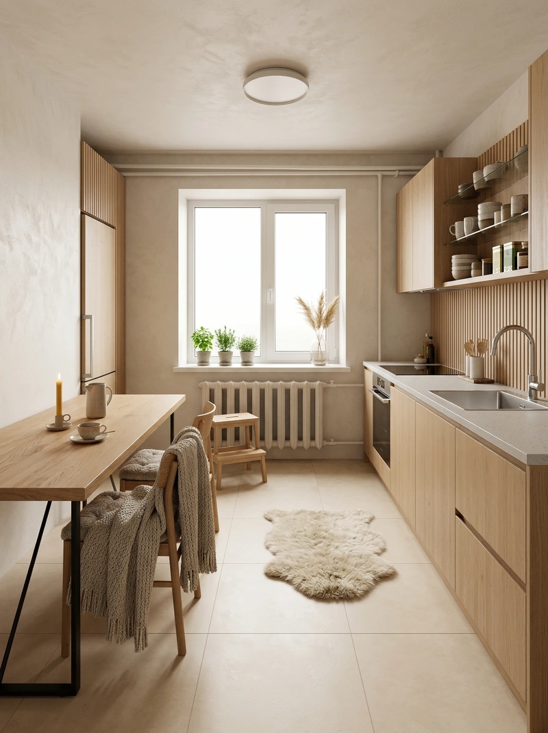 Дизайн интерьера в стиле Хюгге — Кухня от нейросети RoomGPT
