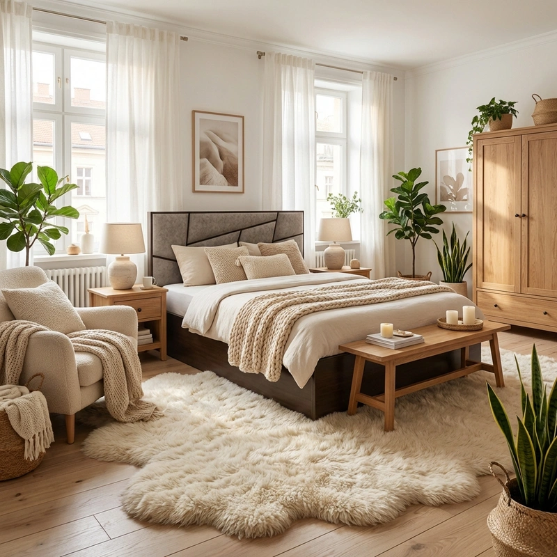 Дизайн интерьера в стиле Хюгге — Спальня от нейросети RoomGPT