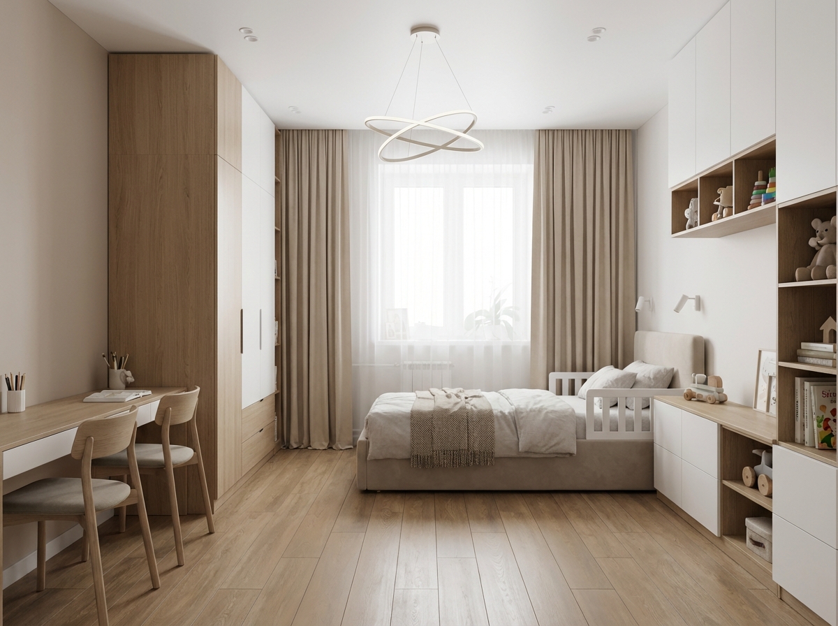Дизайн детской в стиле Минимализм — фото интерьера от нейросети RoomGPT
