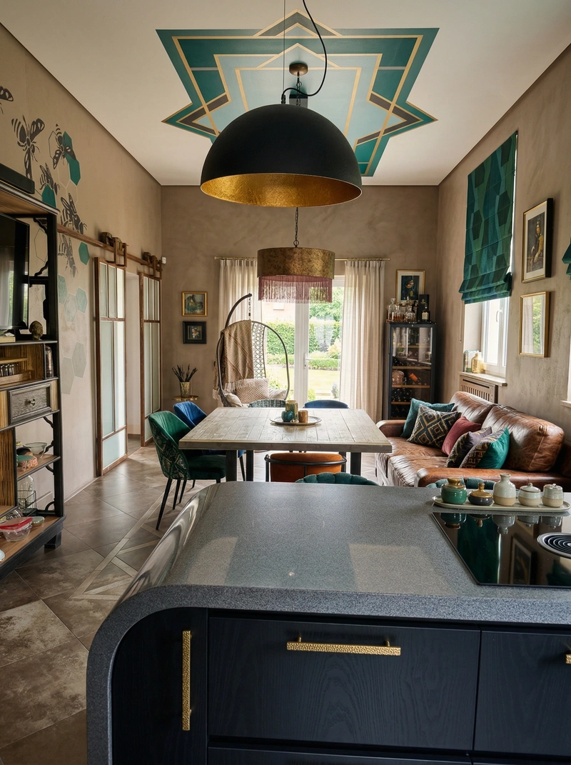 Дизайн гостиной в стиле Эклектика — фото интерьера от нейросети RoomGPT