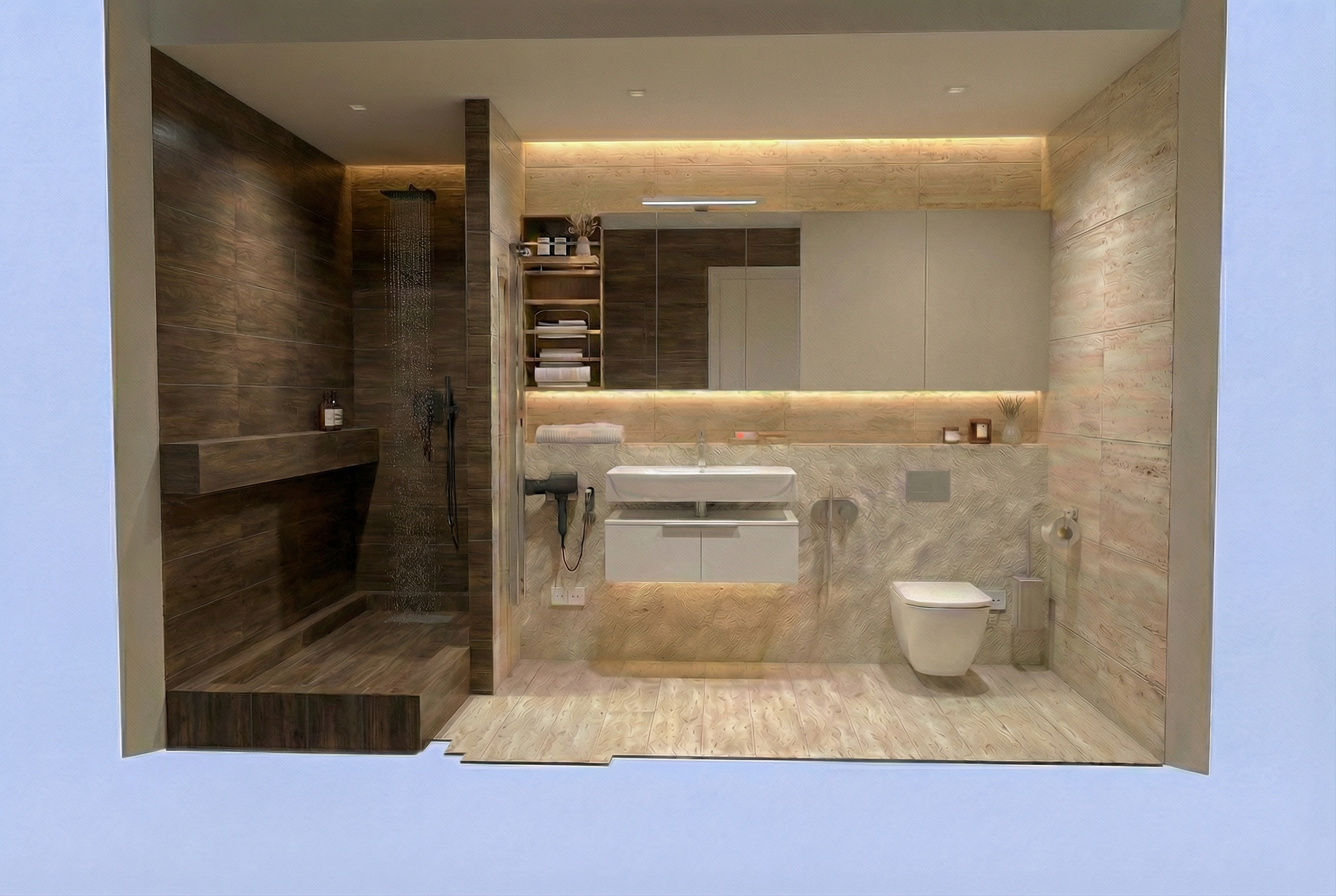 Дизайн ванной в стиле Минимализм — фото интерьера от нейросети RoomGPT