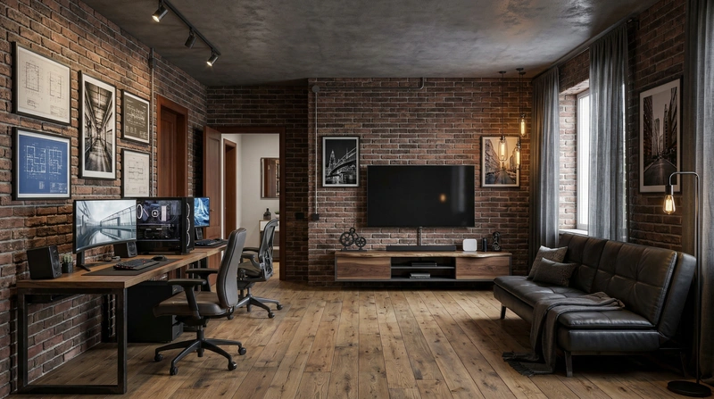Дизайн гостиной в стиле Лофт — фото интерьера от нейросети RoomGPT