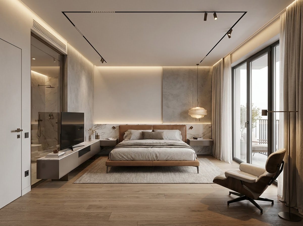 Дизайн спальни в стиле Минимализм — фото интерьера от нейросети RoomGPT