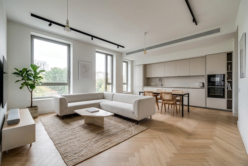 Дизайн интерьера в стиле Минимализм — Гостиная от нейросети RoomGPT