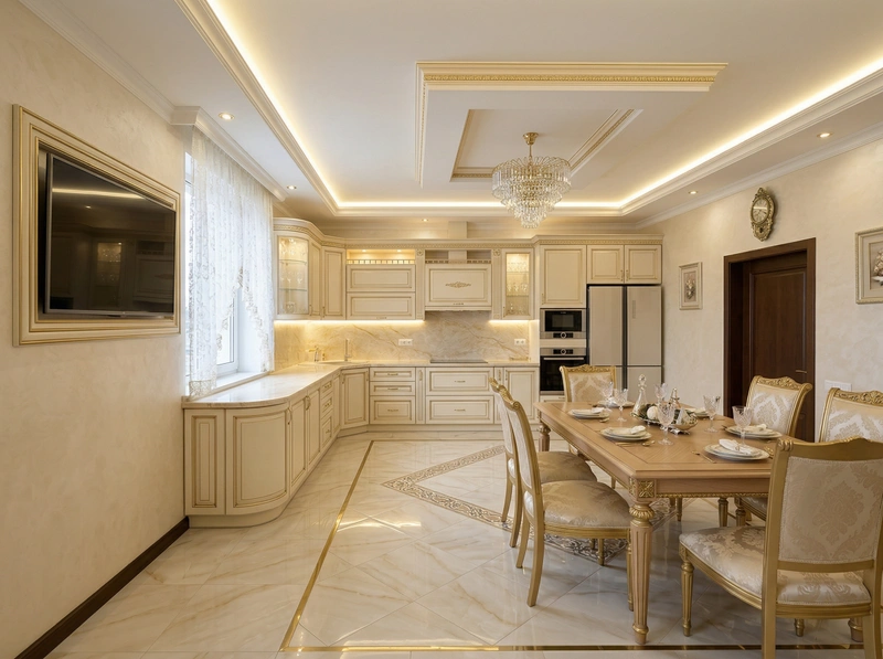 Дизайн кухни в стиле Неоклассика — фото интерьера от нейросети RoomGPT