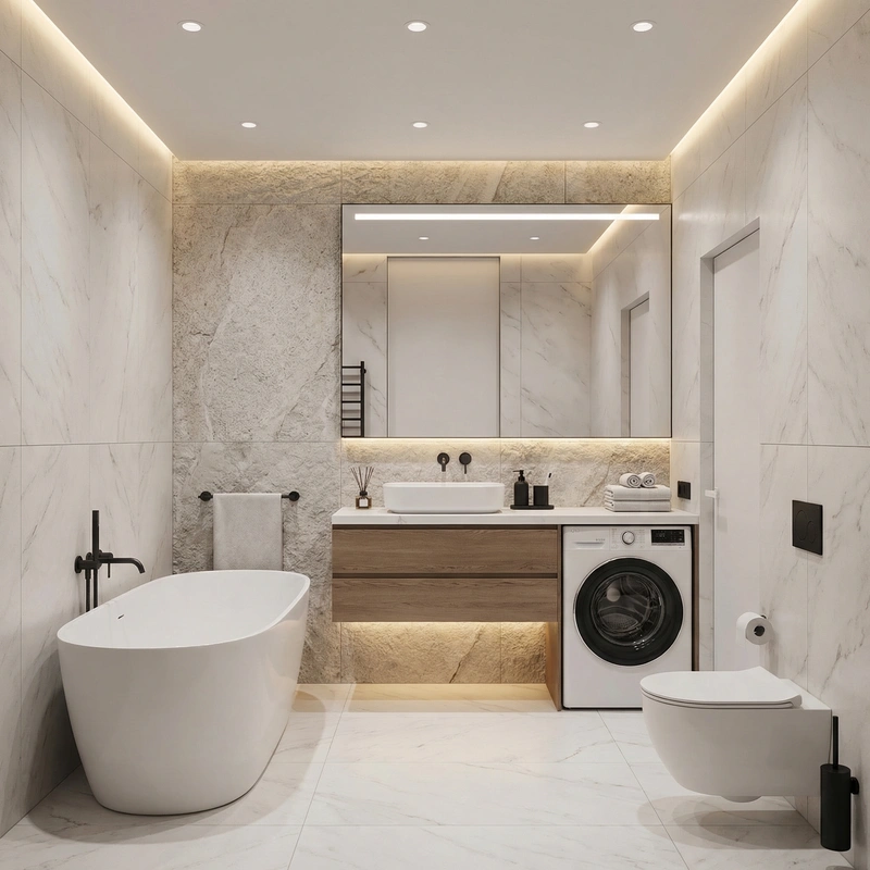 Дизайн интерьера в стиле Минимализм — Ванная от нейросети RoomGPT