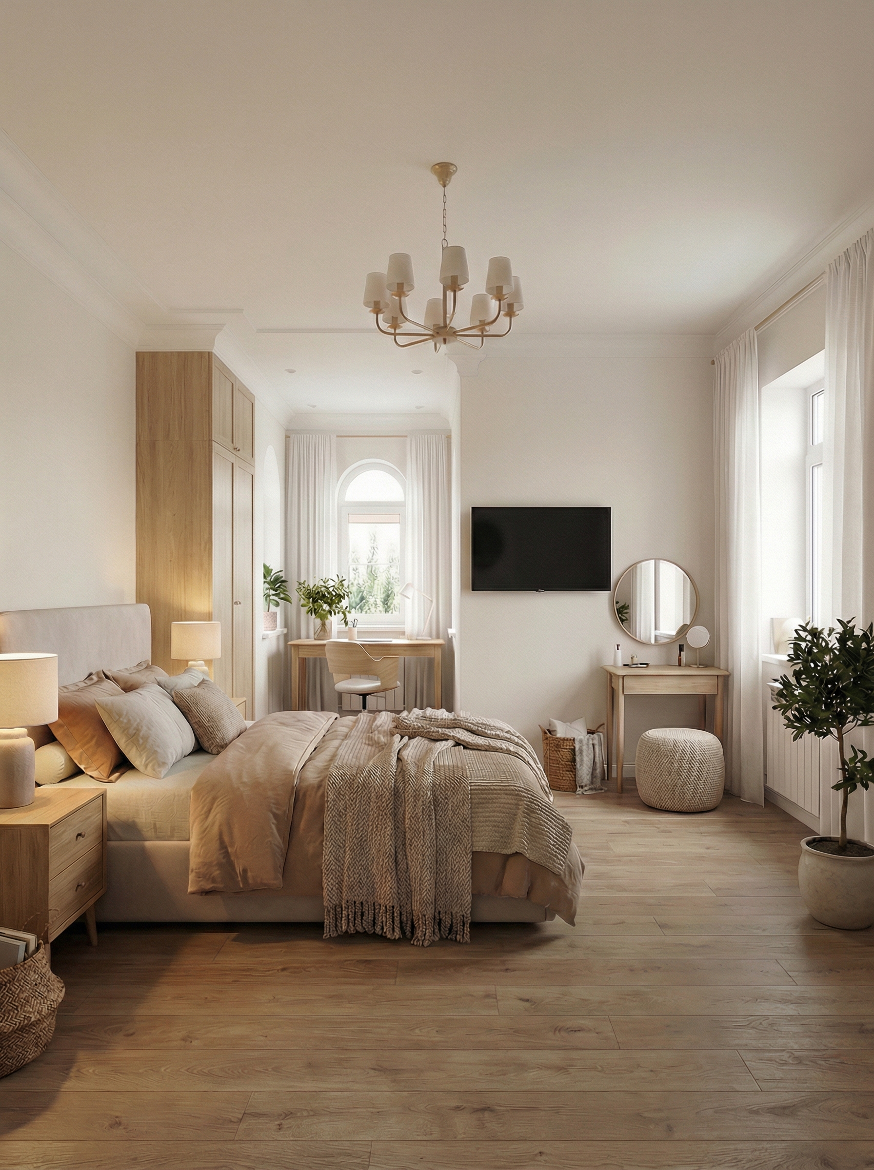 Дизайн спальни в стиле Хюгге — фото интерьера от нейросети RoomGPT