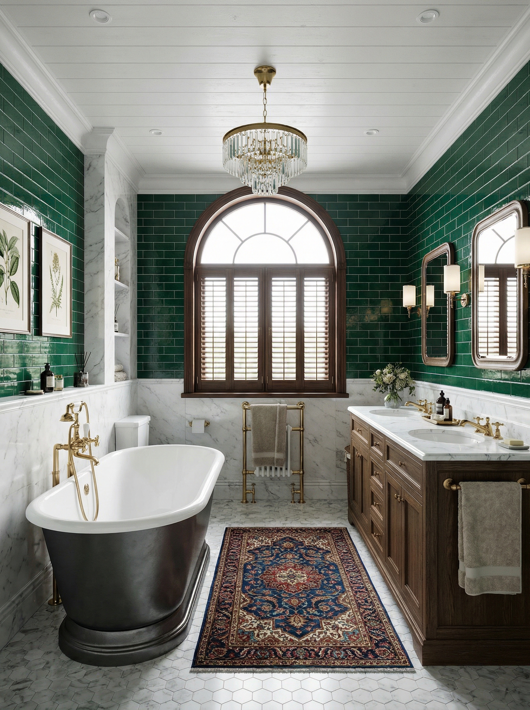 Дизайн ванной в стиле Британский — фото интерьера от нейросети RoomGPT