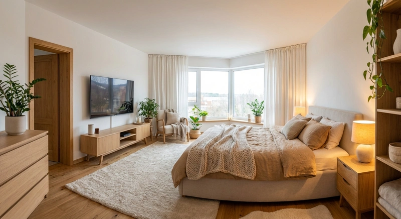 Дизайн интерьера в стиле Хюгге — Спальня от нейросети RoomGPT