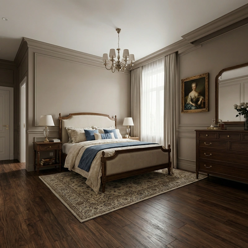 Дизайн спальни в стиле Классика — фото интерьера от нейросети RoomGPT