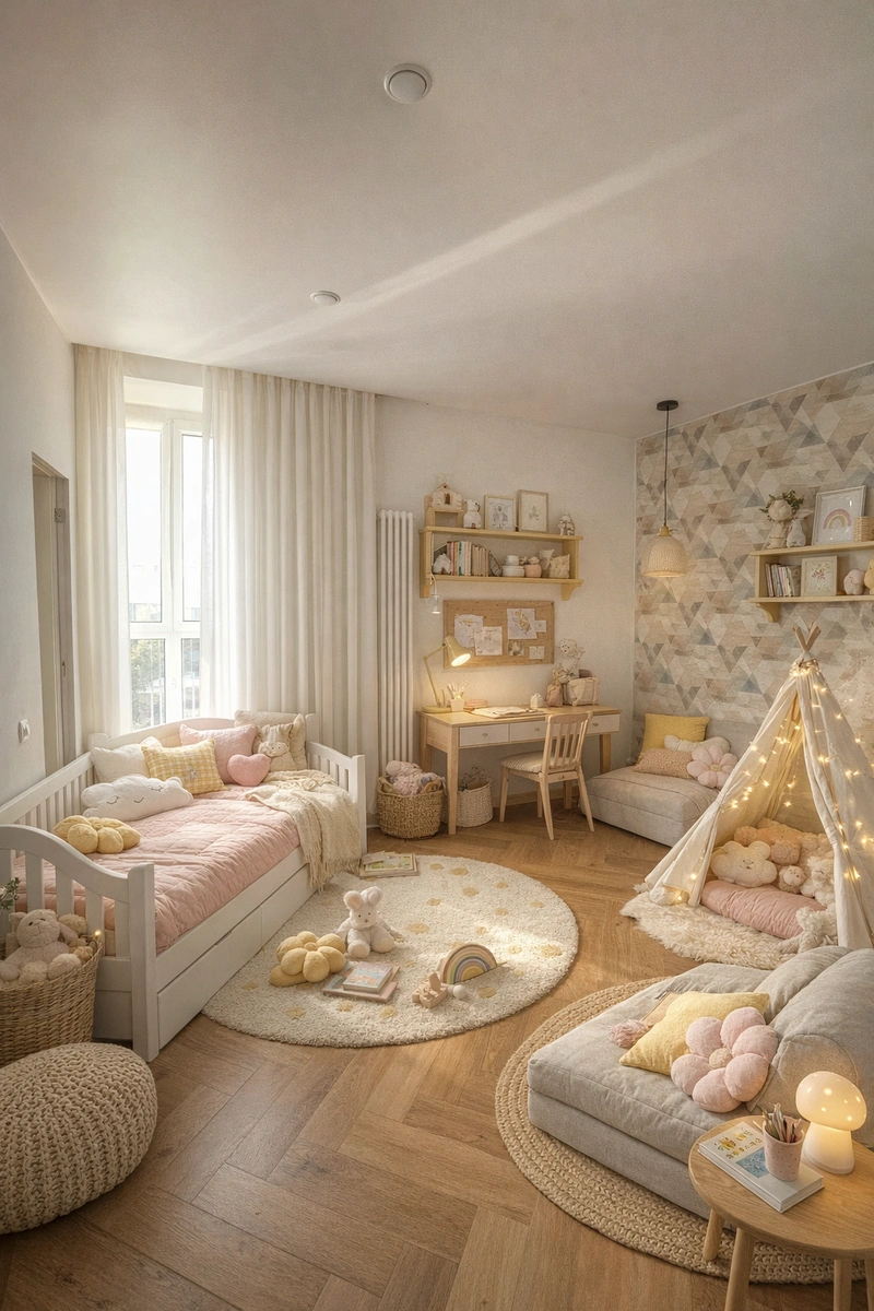 Дизайн детской в стиле Хюгге — фото интерьера от нейросети RoomGPT