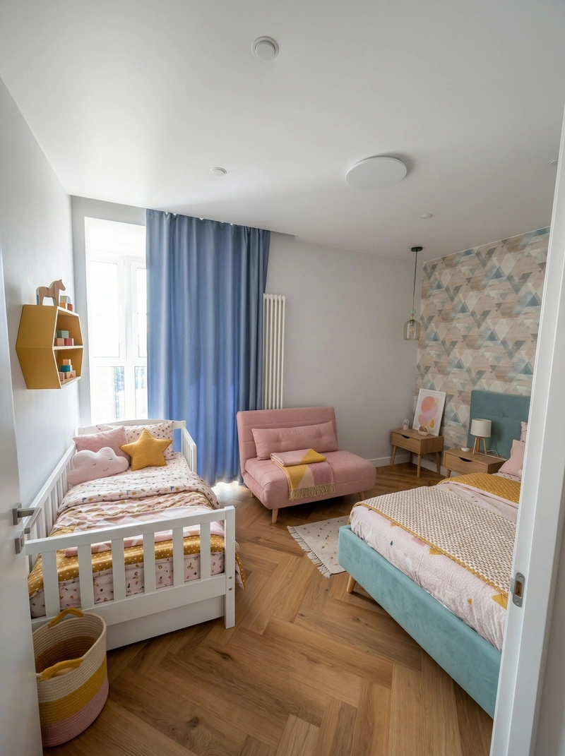 Дизайн детской в стиле Сканди — фото интерьера от нейросети RoomGPT
