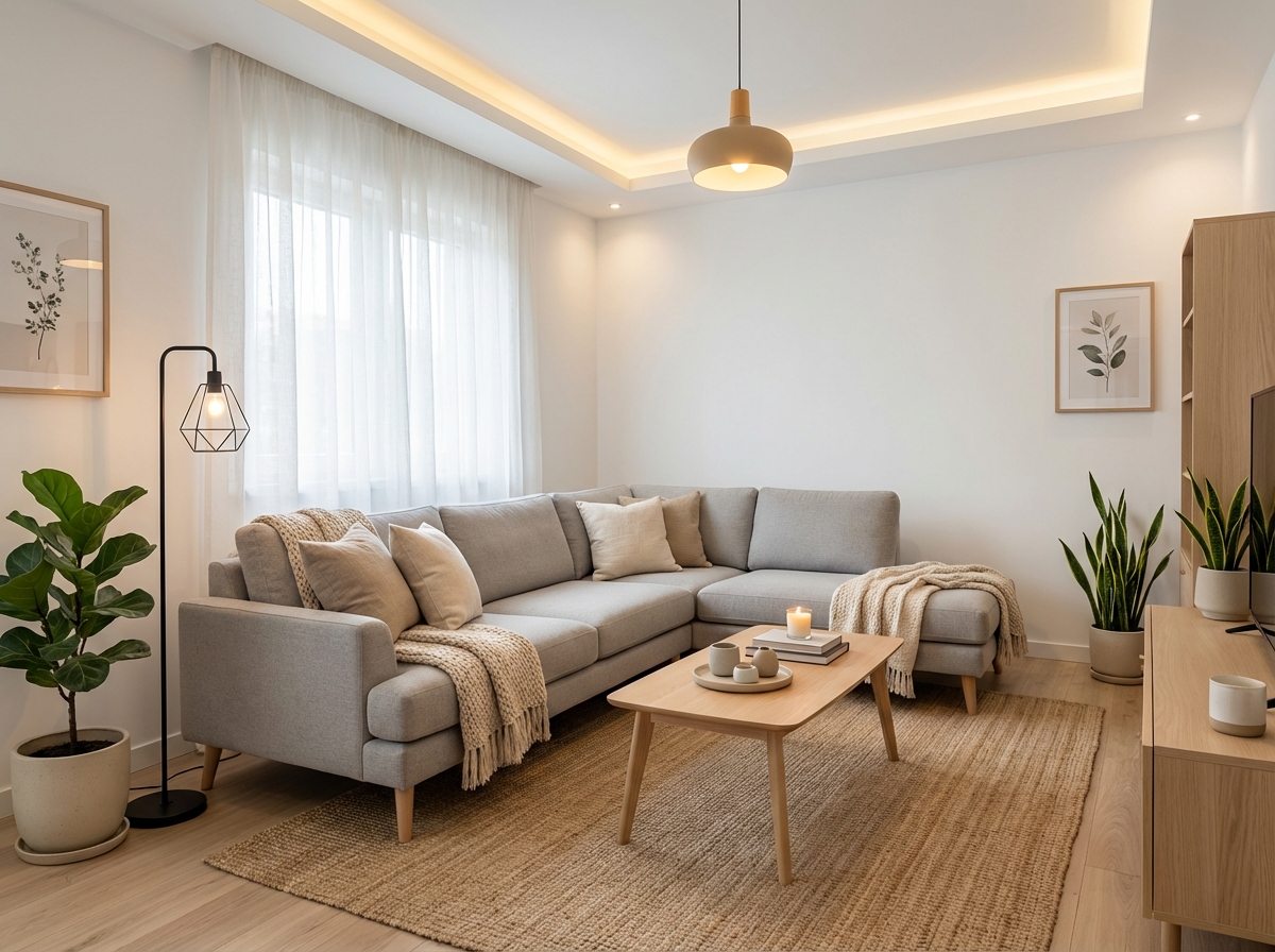 Дизайн гостиной в стиле Хюгге — фото интерьера от нейросети RoomGPT
