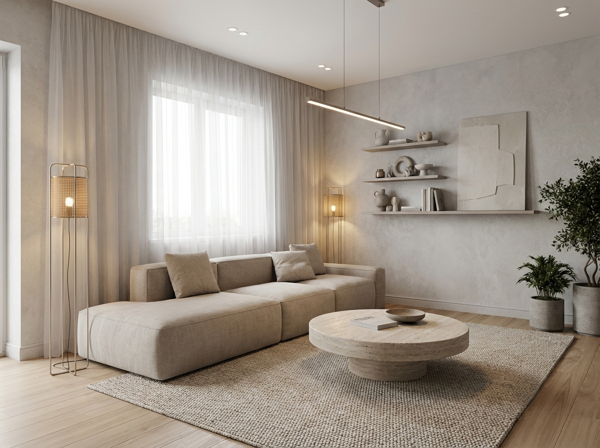 Дизайн гостиной в стиле Минимализм — фото интерьера от нейросети RoomGPT