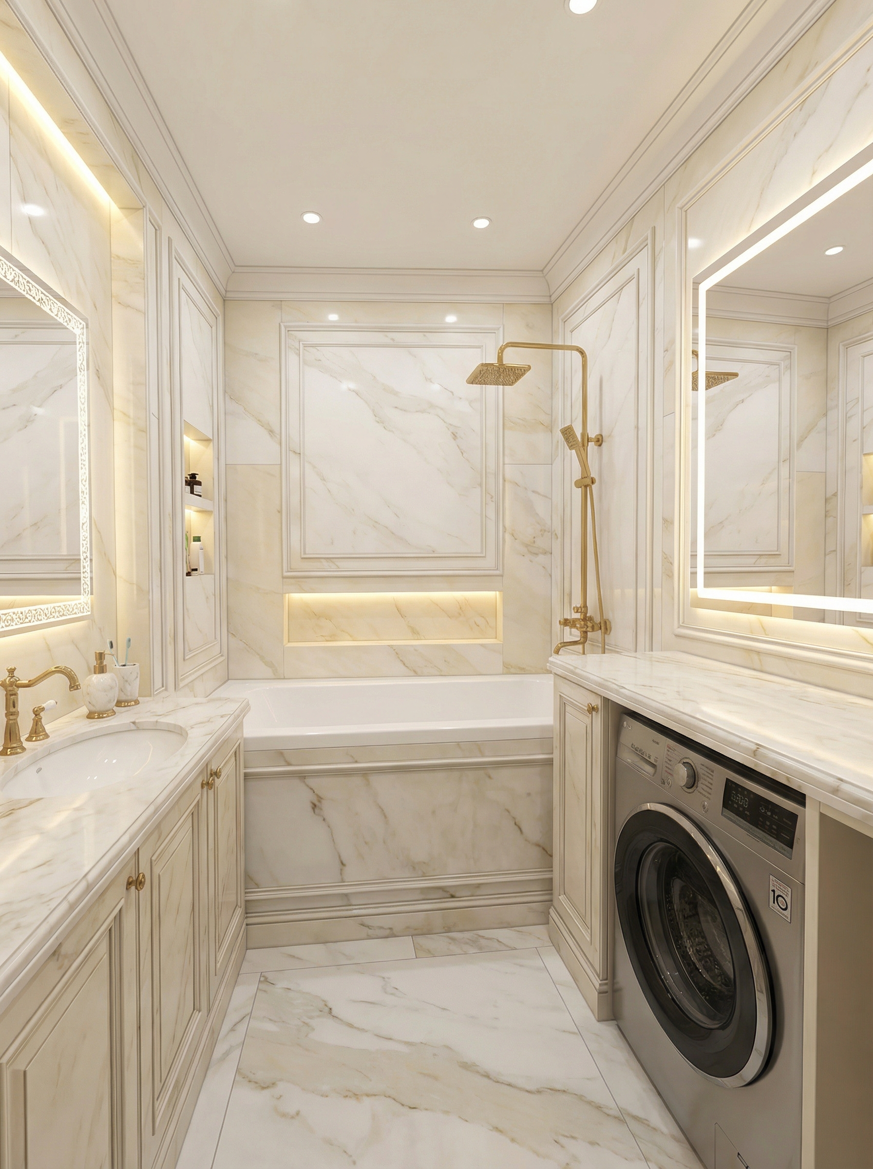 Дизайн ванной в стиле Классика — фото интерьера от нейросети RoomGPT