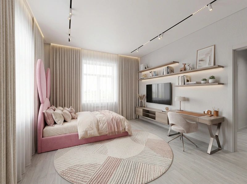 Дизайн детской в стиле Контемпорари — фото интерьера от нейросети RoomGPT