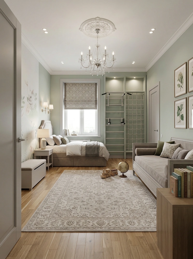 Дизайн детской в стиле Классика — фото интерьера от нейросети RoomGPT