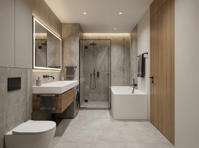 Дизайн интерьера в стиле Минимализм — Ванная от нейросети RoomGPT