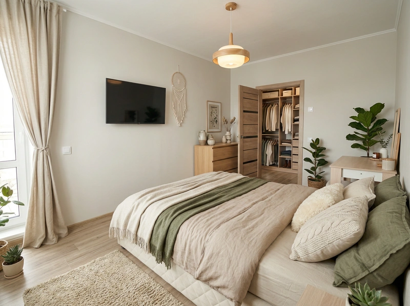 Дизайн интерьера в стиле Хюгге — Спальня от нейросети RoomGPT