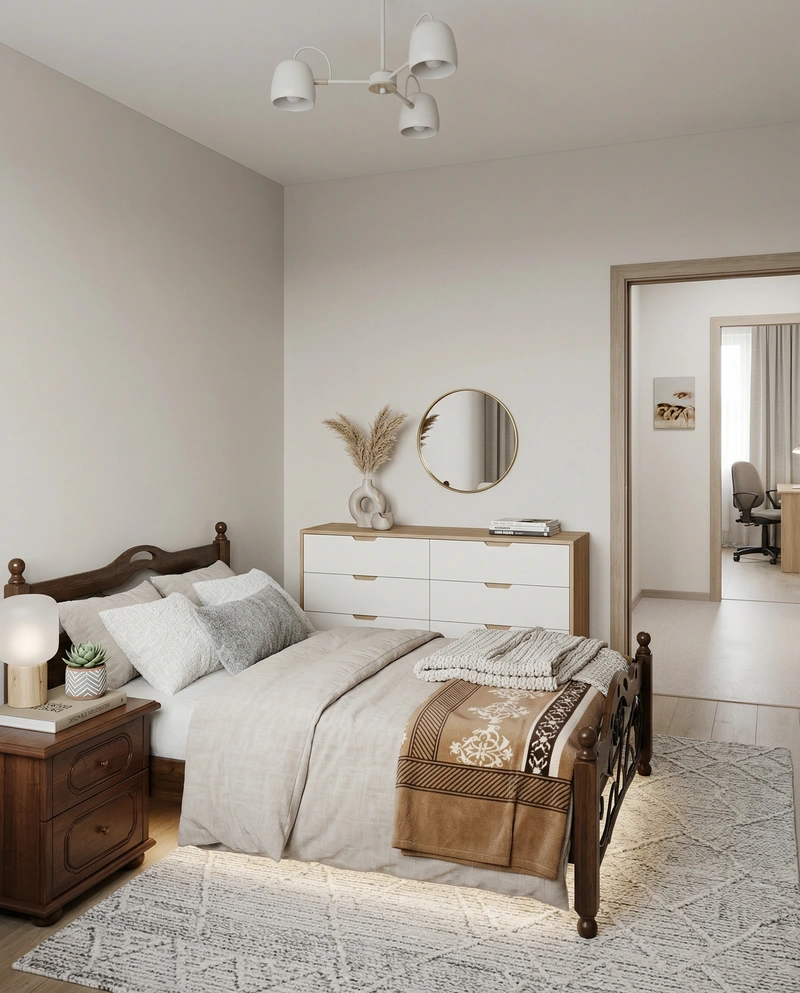 Дизайн интерьера в стиле Сканди — Спальня от нейросети RoomGPT