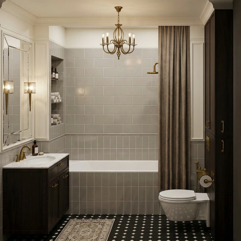 Дизайн интерьера в стиле Классика — Ванная от нейросети RoomGPT