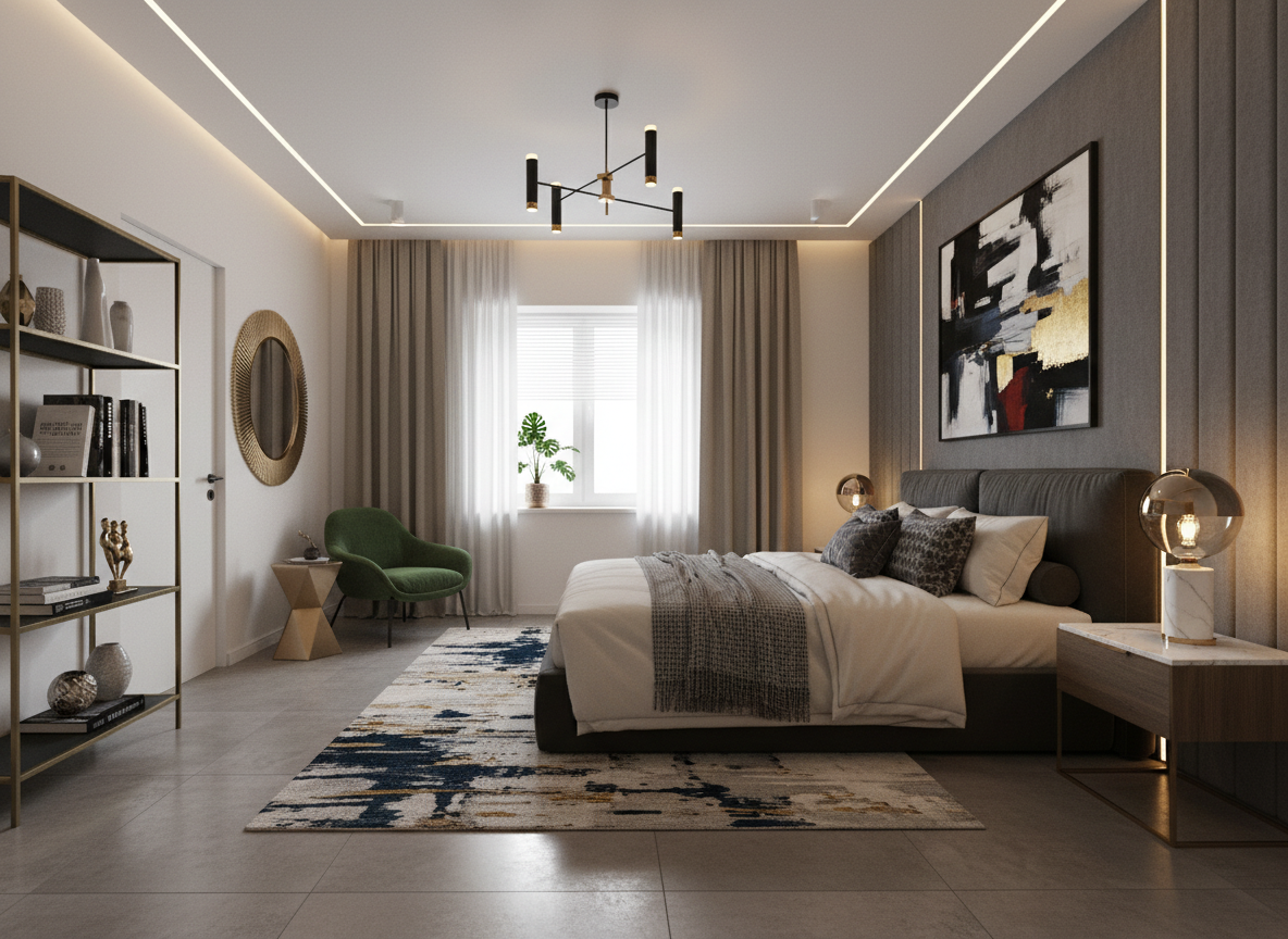 Дизайн спальни в стиле Эклектика — фото интерьера от нейросети RoomGPT