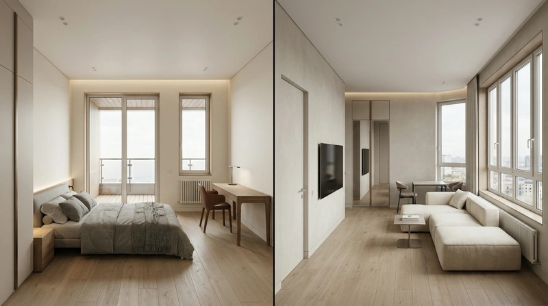 Дизайн спальни в стиле Минимализм — фото интерьера от нейросети RoomGPT