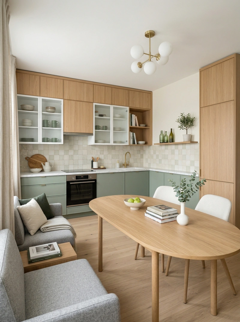 Дизайн кухни в стиле Сканди — фото интерьера от нейросети RoomGPT