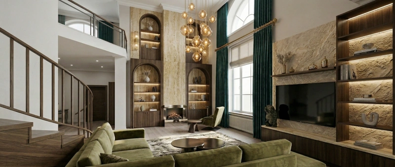 Дизайн гостиной в стиле Британский — фото интерьера от нейросети RoomGPT