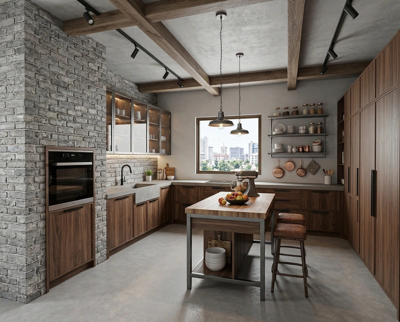 Дизайн кухни в стиле Лофт — фото интерьера от нейросети RoomGPT