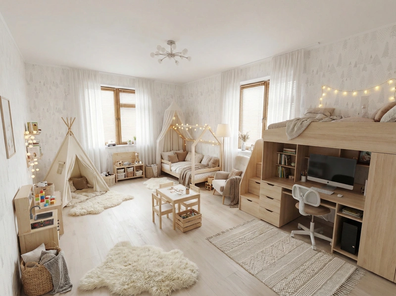 Дизайн интерьера в стиле Хюгге — Детская от нейросети RoomGPT